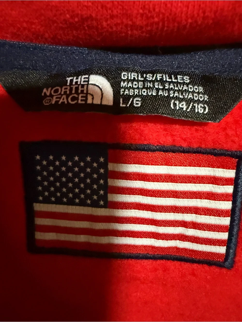 The North Face 2018 Olympic, Red Fleece Hoodie with Navy Star Yoke